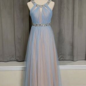 City Triangles Light Blue Prom‎ Dress with Silver Accents
